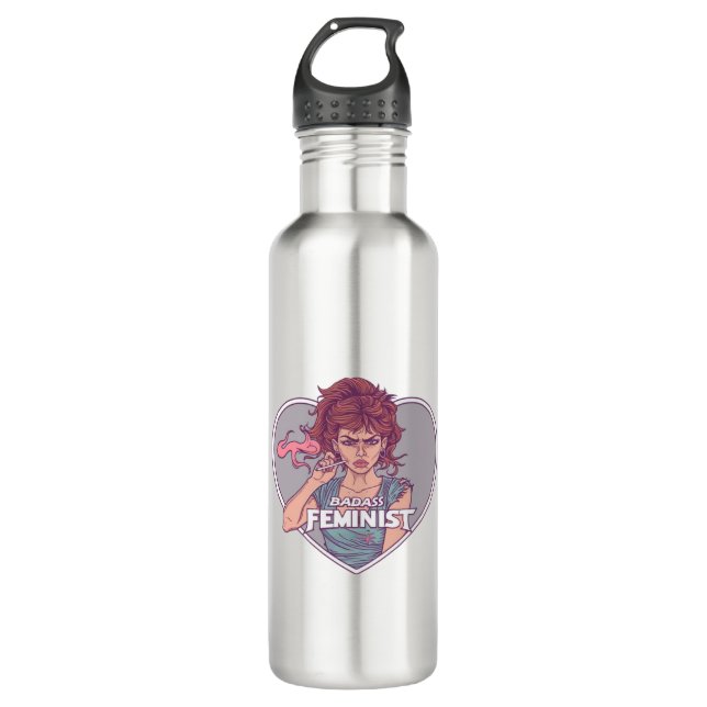 BADASFEMINISTIN, Cartoon Edelstahlflasche (Vorderseite)