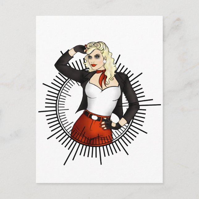 Badass Biker Chick Postkarte (Vorderseite)
