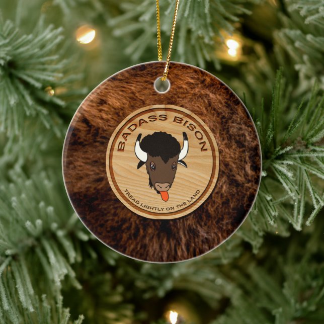 Badass-Bison-Farm-Logo-Tasse Keramik Ornament (Baum)