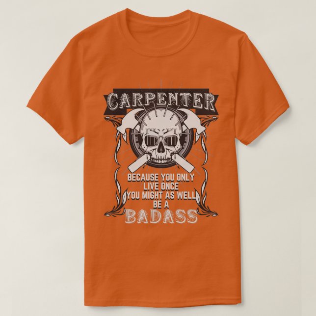 Badass Carpenter Tradesmen Skulls Hammers T-Shirt (Design vorne)