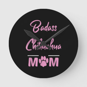 Badass-Chihuahua-Mama Runde Wanduhr