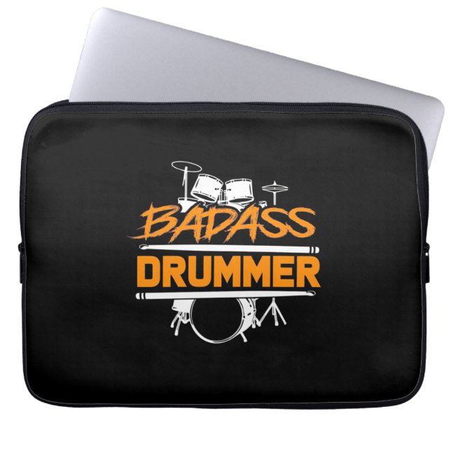 Badass Drummer Laptopschutzhülle (Vorderseite)