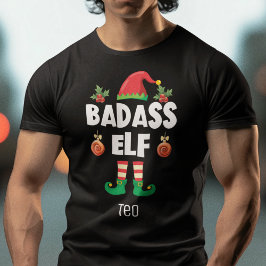 Badass-Elf-Familie, passend Weihnachten mit Namen T-Shirt