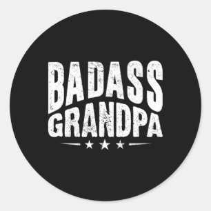 Badass Grandpa Phantastisch Großelterpartei Großgr Runder Aufkleber