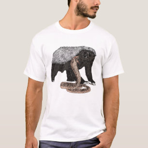 Badass Honey Badger & Cobra Snake Funny Art Art T-Shirt