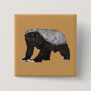 Badass Honey Badger Fearless Attitude Button