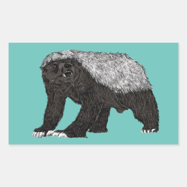 Badass Honey Badger Fearless Eklige Attitude Anima Rechteckiger Aufkleber (Vorderseite)