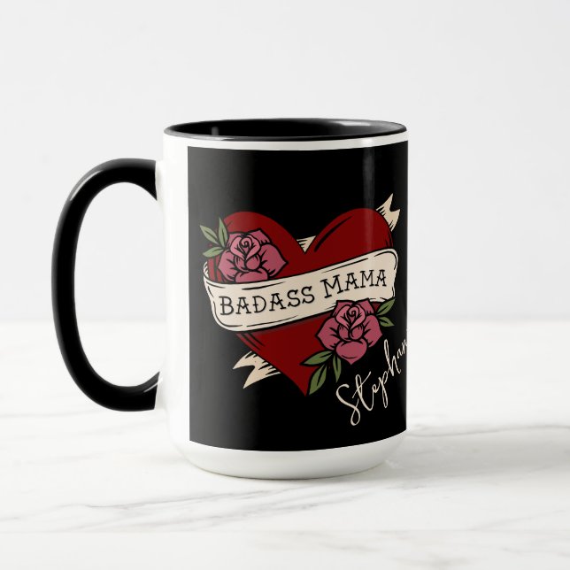 Badass Mama Personnalisé Café Mug (Gauche)