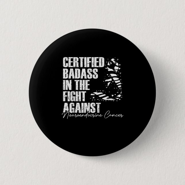Badass Neuroendocrine Cancer Awareness NET Zebra R Button (Vorderseite)