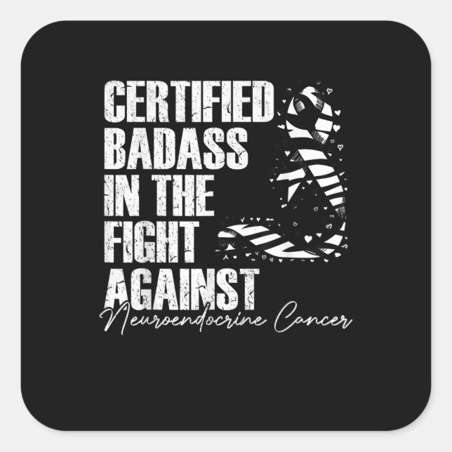 Badass Neuroendocrine Cancer Awareness NET Zebra R Quadratischer Aufkleber (Vorderseite)