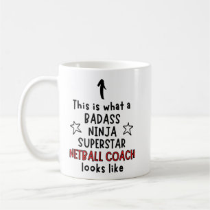 Badass, Ninja, Superstar, Netball-Trainer Kaffeetasse