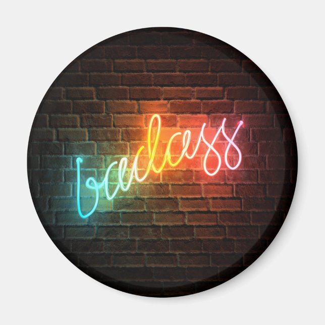 Badass Rainbow Neon Sign Magnet (Vorne)