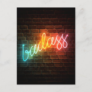 Badass Rainbow Neon Sign Postkarte
