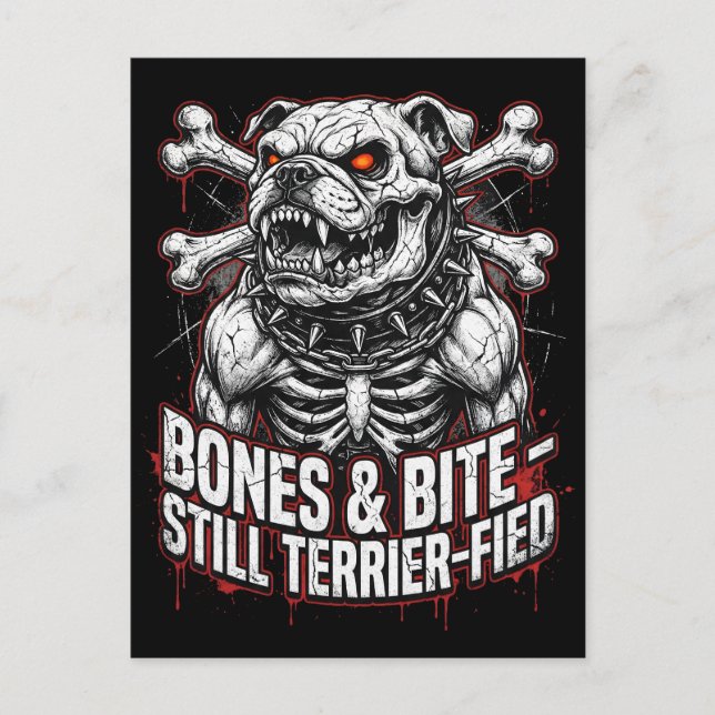 Badass Skeleton Bulldog Gothic Postkarte (Vorderseite)