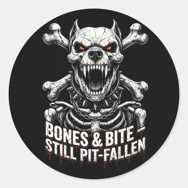Badass Skeleton Bulldog Gothic Skull Runder Aufkleber (Vorderseite)