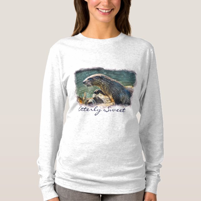 Bade River Otter Wildlife Art T-Shirt (Vorderseite)