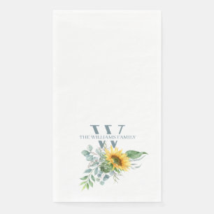 Badefarbe Sonnenblumen Monogramm Papier Handtücher Serviette