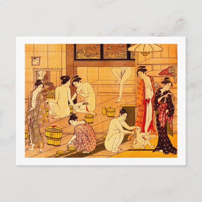 Badefrauen, Torii Kiyonaga Japanisch Bildende Kuns Postkarte (Vorderseite)