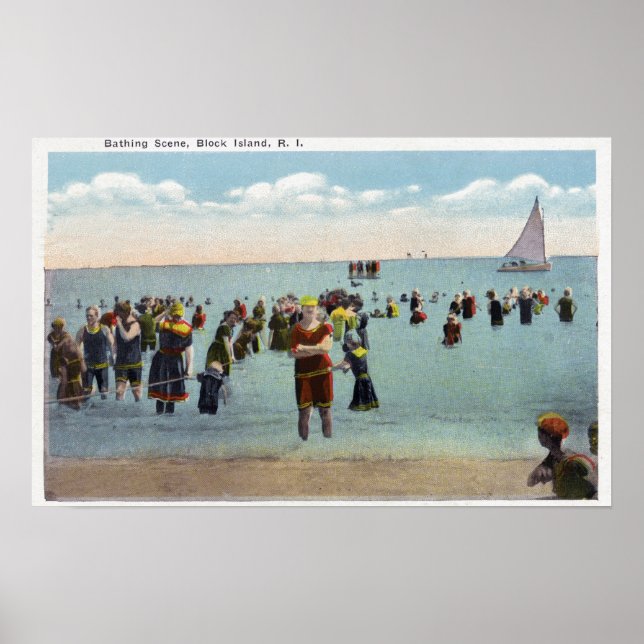Badegäste am Strand Poster (Vorne)