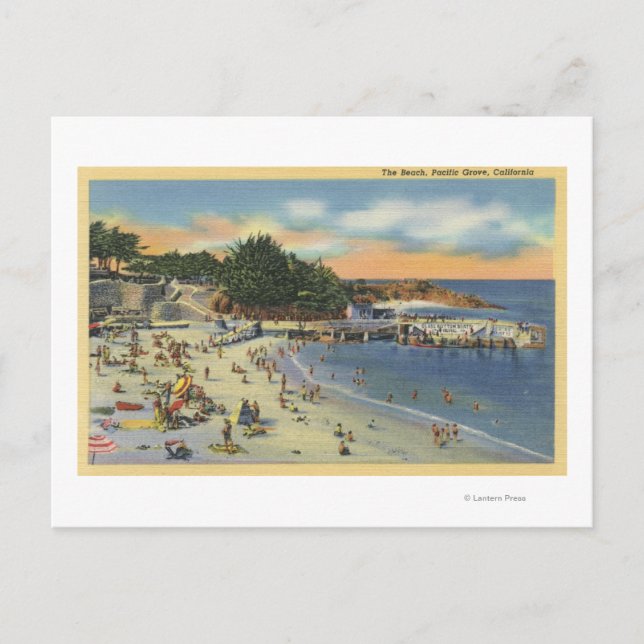 Badegäste und Badegäste am Strand Postkarte (Vorderseite)