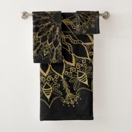 Badehandtuch-Set - Golden Bee Mandala Badhandtuch Set