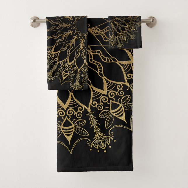 Badehandtuch-Set - Golden Bee Mandala Badhandtuch Set (Insitu)