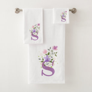 Badehandtuch-Set mit anfänglichem Buchstaben S und Badhandtuch Set