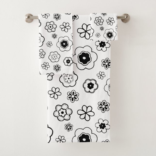 Badehandtuch-Set mit Cartoon-Blumen Badhandtuch Set (Insitu)