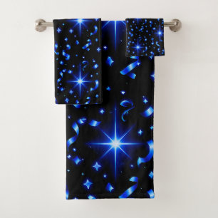 Badehandtuch-Set Mitternacht, blaue funkelnde Ster Badhandtuch Set