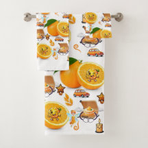 Badehandtücher-Sets, Happy Birthday Orangen Kuchen