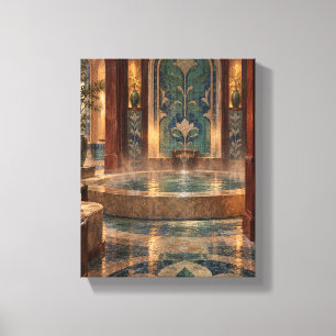Badehaus aus Rosenholz mit Jadmosaik Leinwanddruck