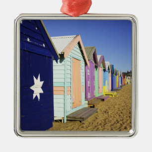 Badehäuschen, Middle Brighton Beach, Hafen Silbernes Ornament