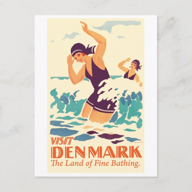 Bademädchen in Dänemark Postkarte (Vorderseite)