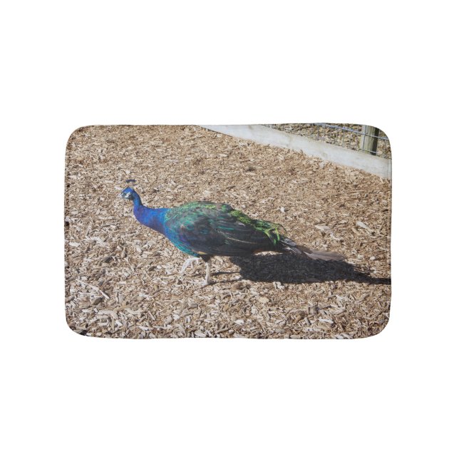 Badematte mit Indischem Blauem Pfau (Vorderseite)