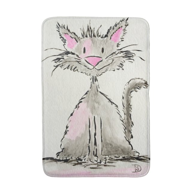 Badematte, Wasserfarbenkatze Badematte (Vorderseite Vertikal)