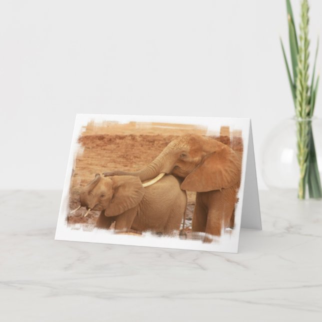Baden Baby Elephant Grußkarte Karte (Vorderseite)