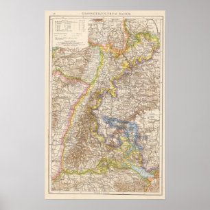 Baden Deutschland Atlas-Karte Poster
