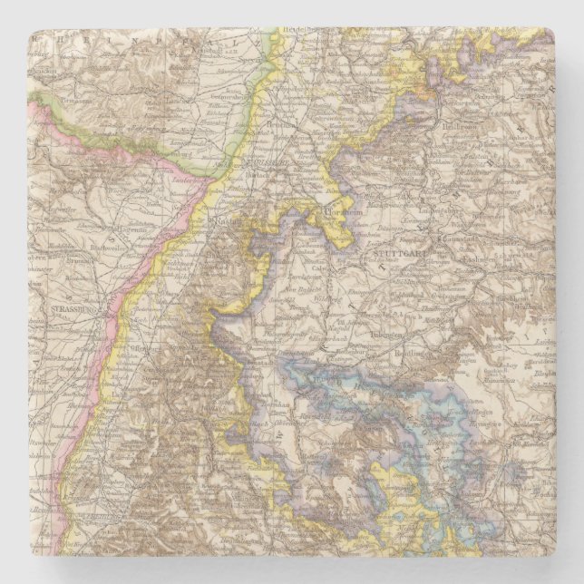 Baden Deutschland Atlas-Karte Steinuntersetzer (Vorderseite)