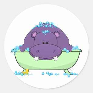 Baden Lila Hippo Runder Aufkleber