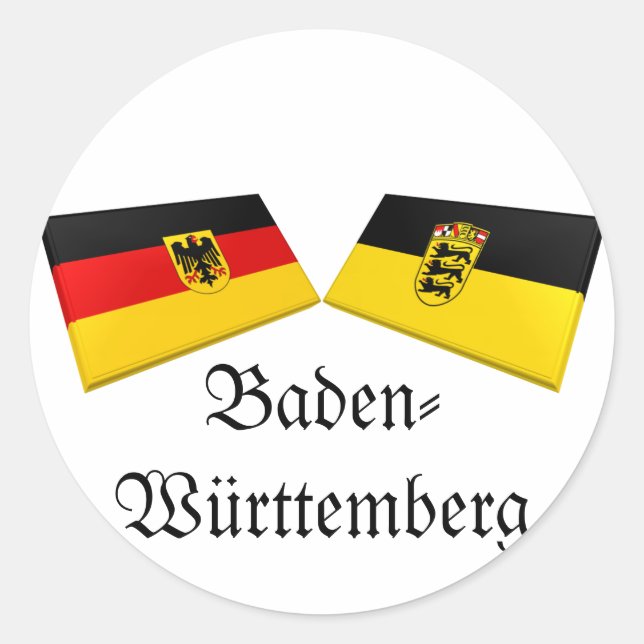 Baden-Württemberg, deutsche Flagge Tiles Runder Aufkleber (Vorderseite)