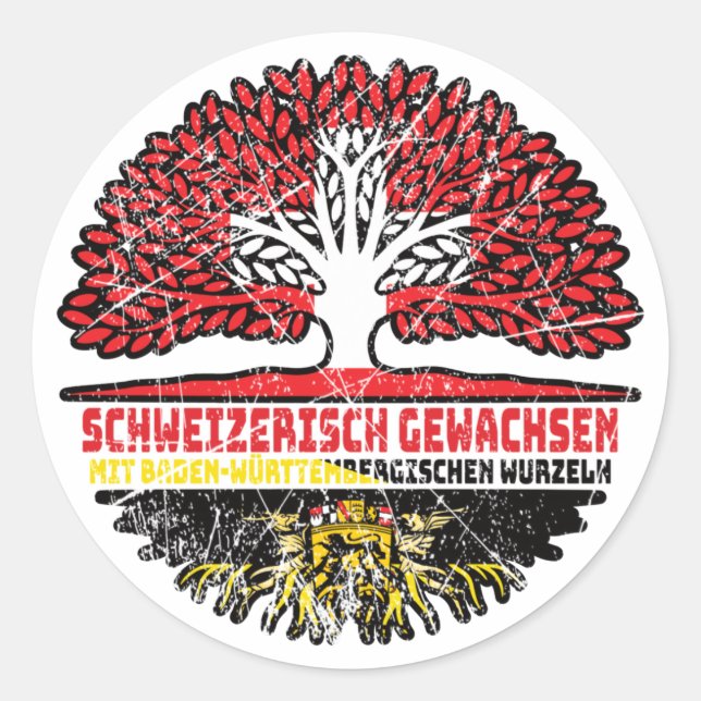Baden-Württemberg Schweizer Schweiz Baum Runder Aufkleber (Vorderseite)