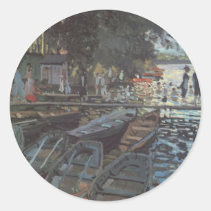 Badende bei La Grenouillère von Claude Monet Runder Aufkleber