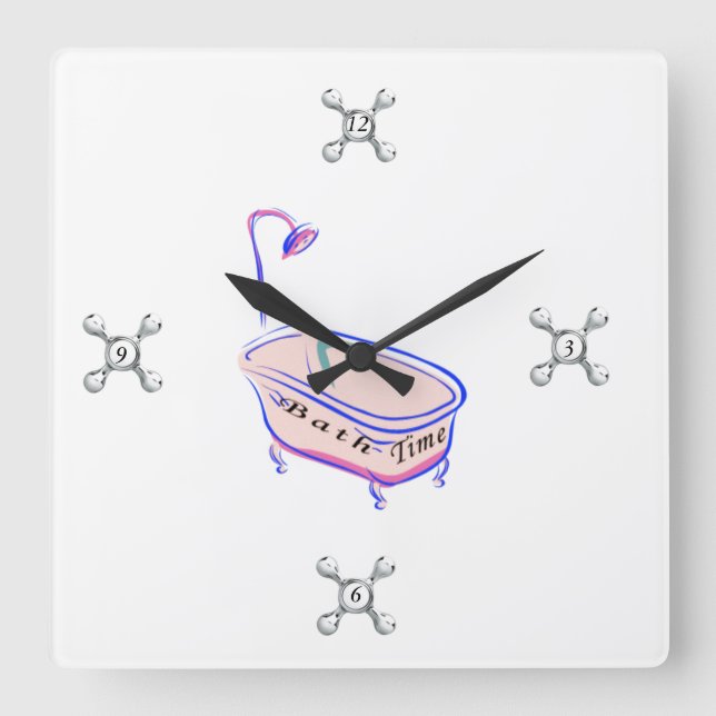 Badenzeit Quadratische Wanduhr (Vorderseite)