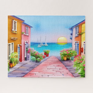 Badeort Sunset Watercolor