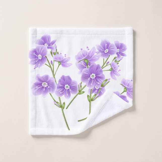 Badesachen Handtuch Lila Wildblumen Waschlappen (Waschlappen)