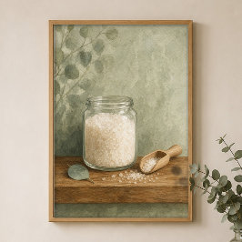 Badesalz-Glas und Schöpfkelle Wasserfarbenposter Poster