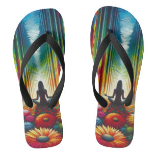 Badesandalen. Einzigartiges buntes Blume-Bett-Desi Flip Flops