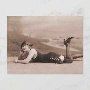 Badeschönheit !! Süße Flapper-Girl aus den 1920er  Postkarte
