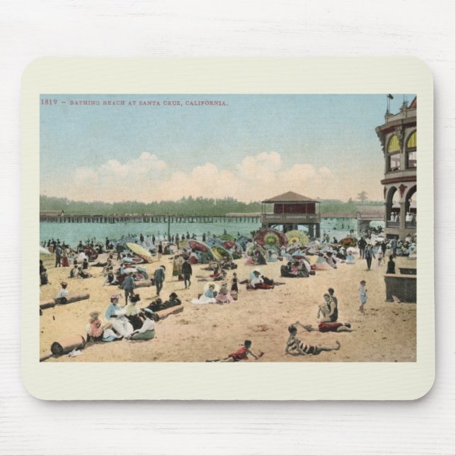 Badestrand, Santa Cruz - Vintager Stil Mousepad (Vorne)