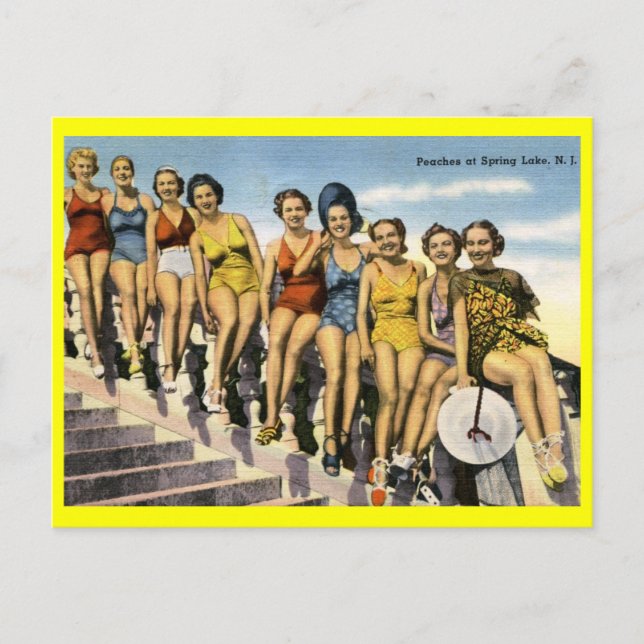 Badestrassen, Spring Lake NJ, Vintag Postkarte (Vorderseite)